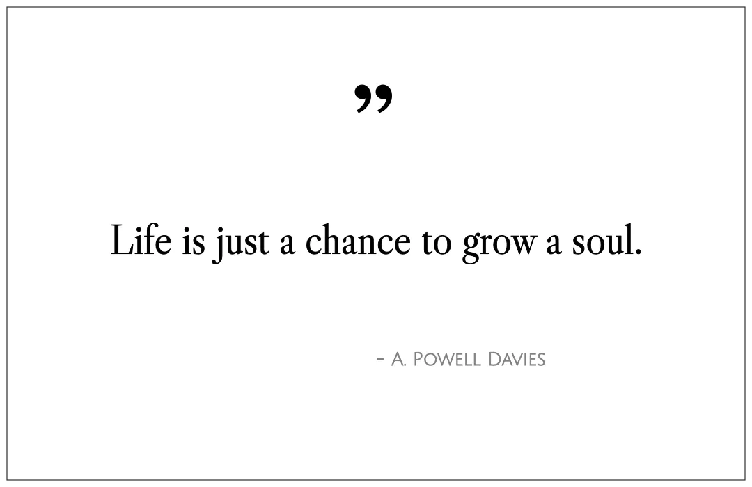 Life is just a chance to grow a soul.